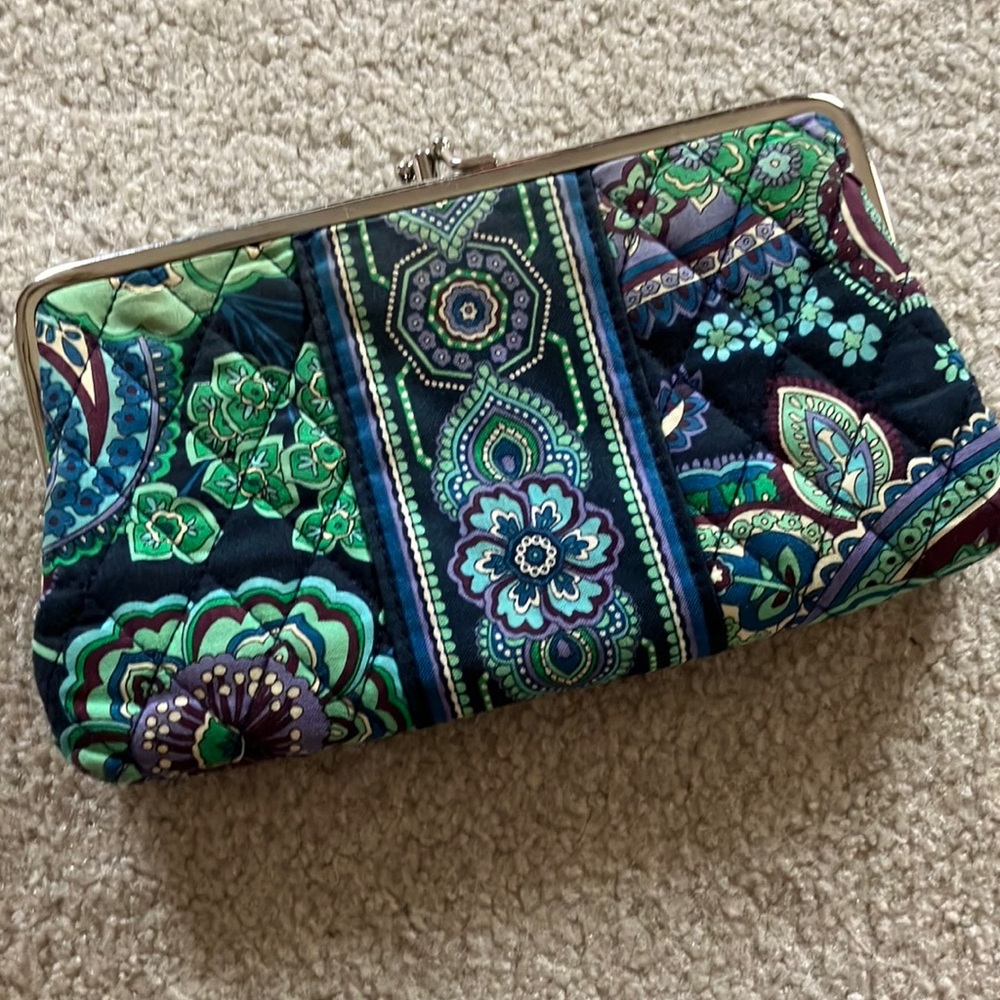 Vera Bradley Blue and Green Patterned Clutch - Picture 1 of 5